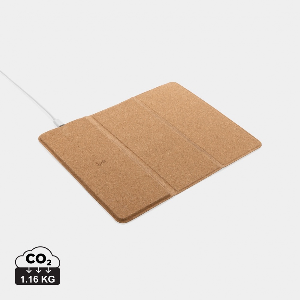 Logotrade promotional gift image of: 10W wireless charging cork mousepad and stand