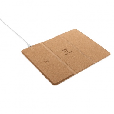 Logo trade advertising product photo of: 10W wireless charging cork mousepad and stand