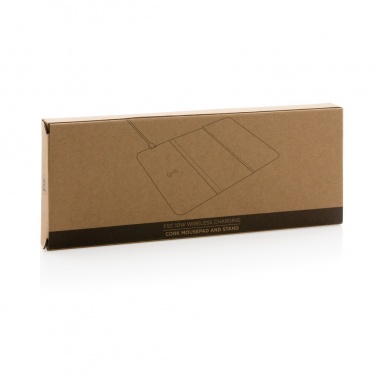 Logo trade promotional products picture of: 10W wireless charging cork mousepad and stand