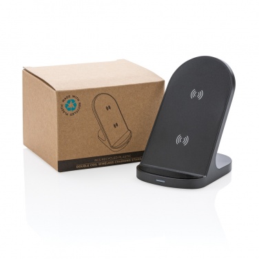Logotrade promotional product image of: RCS recycled plastic double coil wireless stand 15W