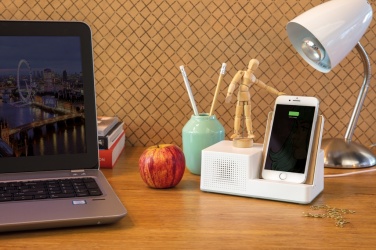 Logo trade promotional gifts picture of: Ontario 5W wireless charger with speaker