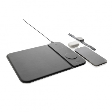 Logo trade promotional merchandise image of: Swiss peak RCS recycled PU 15W 3 in 1 charging mousepad