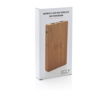 Logotrade promotional item picture of: Bamboo 4.000 mAh wireless 5W Powerbank