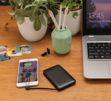Logo trade corporate gifts image of: 5.000 mAh Pocket Powerbank with integrated cables