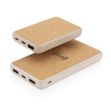 Logotrade business gifts photo of: Cork and Wheat Straw 8.000 mAh 5W wireless powerbank