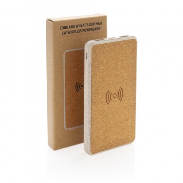 Logotrade promotional items photo of: Cork and Wheat Straw 8.000 mAh 5W wireless powerbank