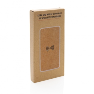 Logo trade promotional items picture of: Cork and Wheat Straw 8.000 mAh 5W wireless powerbank