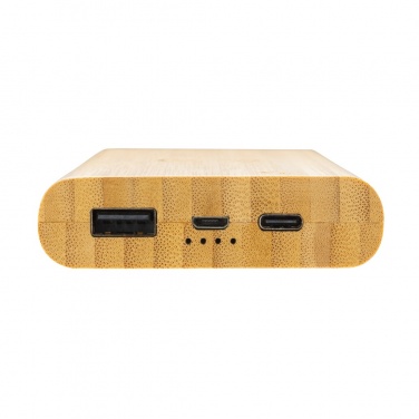 Logo trade business gifts image of: Bamboo 8.000 mAh 5W wireless powerbank