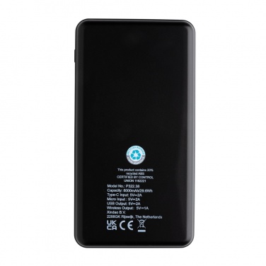 Logotrade promotional item image of: RCS recycled plastic 8000 mAh Wireless Powerbank