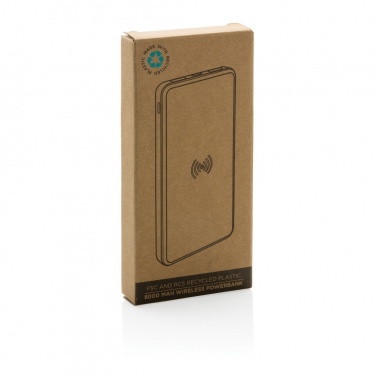 Logo trade corporate gifts image of: RCS recycled plastic 8000 mAh Wireless Powerbank