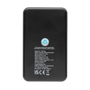 Logotrade promotional giveaway image of: RCS recycled plastic 5.000 mAh 5W wireless powerbank