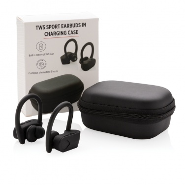 Logo trade promotional item photo of: TWS sport earbuds in charging case