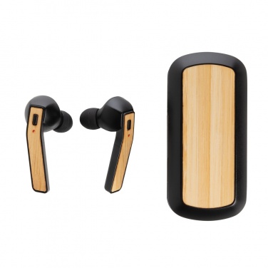Logo trade promotional merchandise picture of: Bamboo Free Flow TWS earbuds in case