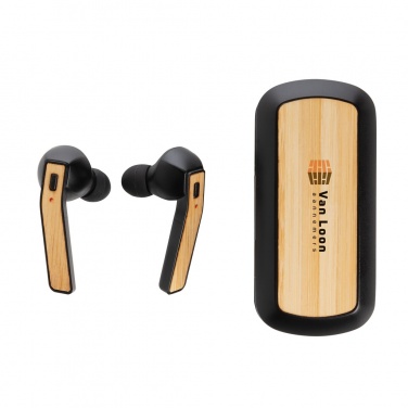 Logotrade promotional item image of: Bamboo Free Flow TWS earbuds in case