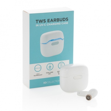 Logo trade promotional gifts image of: TWS earbuds in UV-C sterilising charging case