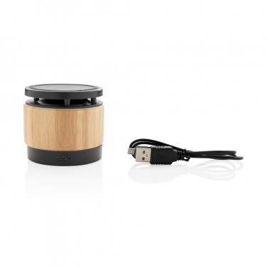 Logo trade promotional giveaways picture of: Bamboo wireless charger speaker