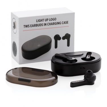 Logo trade promotional merchandise picture of: Light up logo TWS earbuds in charging case