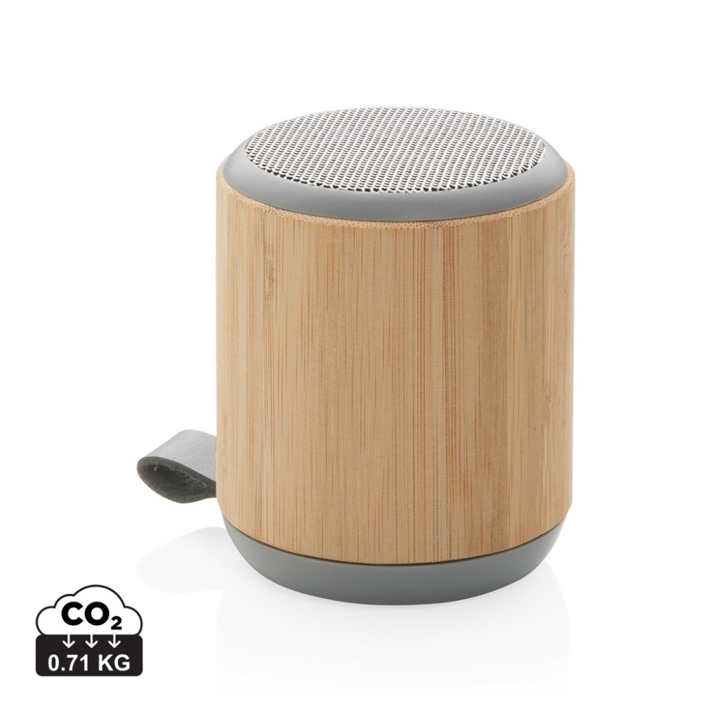 Logotrade promotional item picture of: Bamboo and fabric 3W wireless speaker