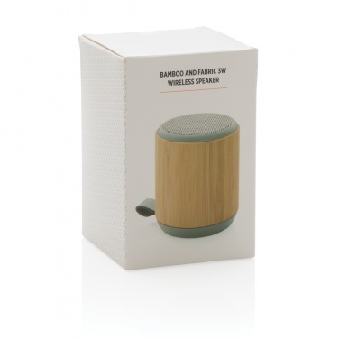 Logo trade promotional items image of: Bamboo and fabric 3W wireless speaker