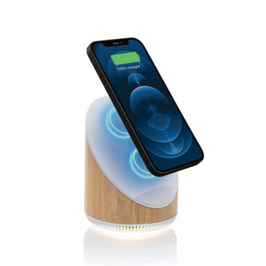 Logo trade promotional products picture of: Ovate bamboo 5W speaker with 15W wireless charger