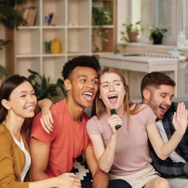 Logotrade promotional merchandise photo of: Singvibe RCS recycled plastic karaoke set with double mic