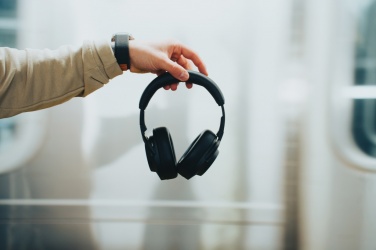 Logotrade promotional gift image of: Irvine RCS recycled and repairable ANC wireless headphone