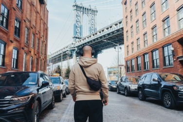 Logo trade promotional merchandise image of: Irvine RCS recycled and repairable ANC wireless headphone