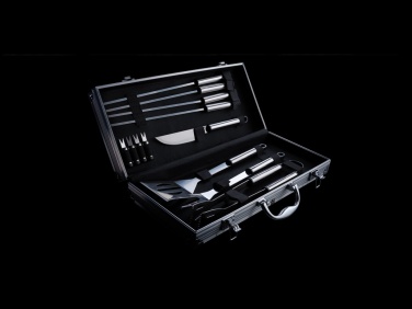 Logo trade promotional gift photo of: 12 pcs barbecue set in aluminium box
