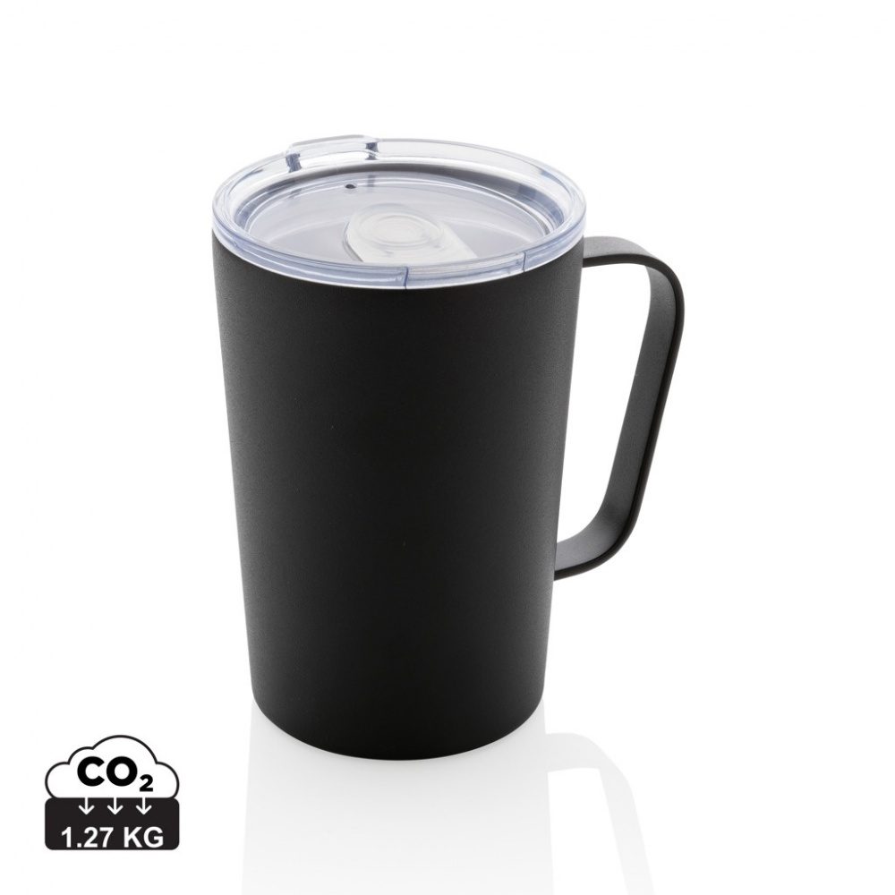 Logotrade promotional item picture of: RCS Recycled stainless steel modern vacuum mug with lid