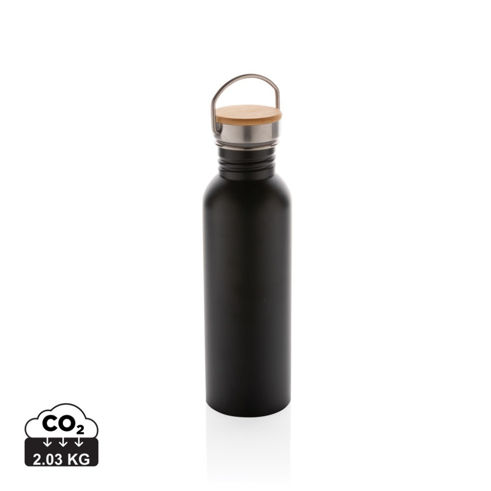 Logo trade promotional gifts image of: Modern stainless steel bottle with bamboo lid