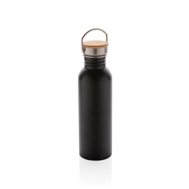 Logo trade promotional giveaways image of: Modern stainless steel bottle with bamboo lid