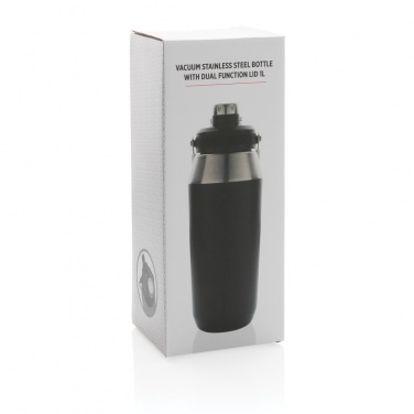 Logo trade promotional giveaways picture of: Vacuum stainless steel dual function lid bottle 1L