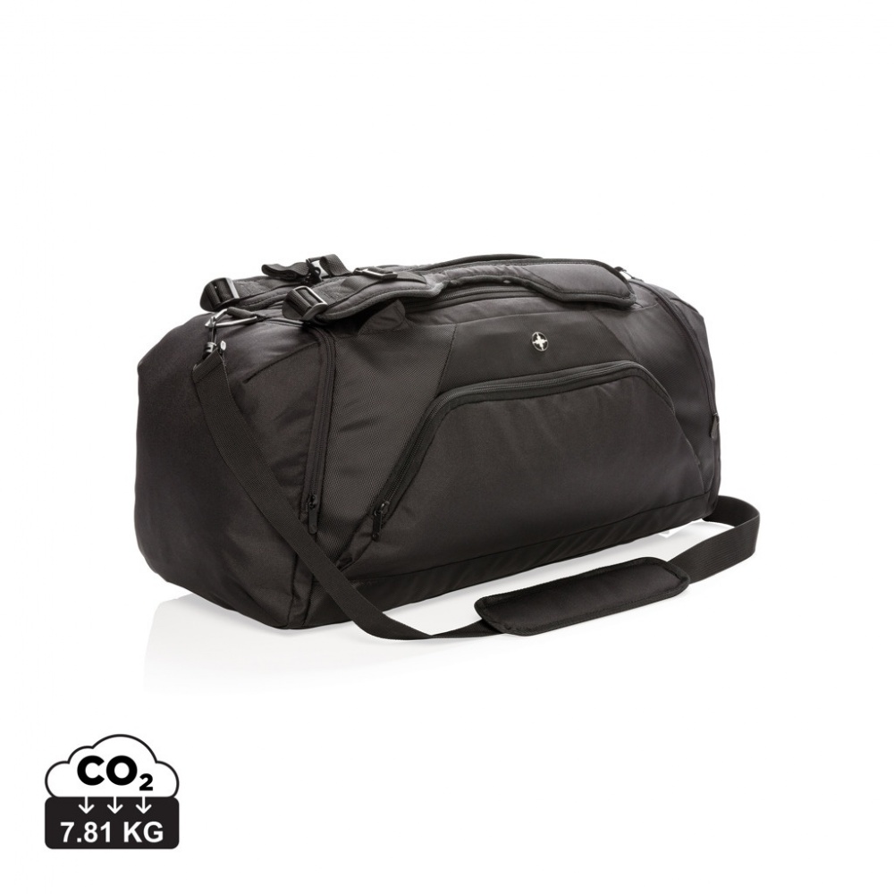 Logo trade corporate gifts picture of: Swiss Peak RFID sports duffel & backpack