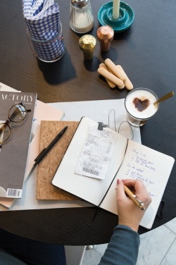 Logo trade promotional merchandise picture of: A5 notebook with bamboo pen including stylus