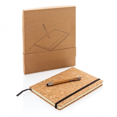 Logo trade promotional merchandise image of: A5 notebook with bamboo pen including stylus