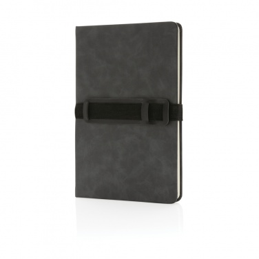 Logotrade promotional item image of: Deluxe hardcover PU notebook A5 with phone and pen holder