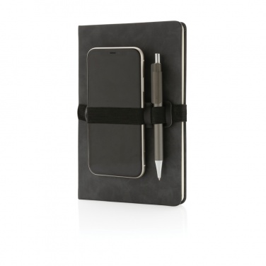 Logotrade promotional merchandise picture of: Deluxe hardcover PU notebook A5 with phone and pen holder