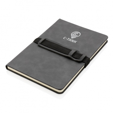 Logo trade promotional items image of: Deluxe hardcover PU notebook A5 with phone and pen holder