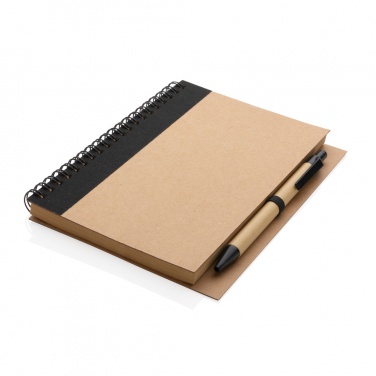 Logo trade advertising products image of: Kraft spiral notebook with pen