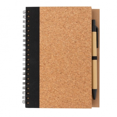Logo trade promotional gift photo of: Cork spiral notebook with pen