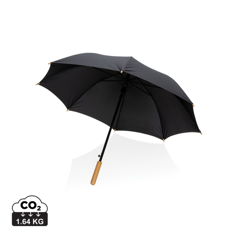Logo trade promotional products picture of: 23" Impact AWARE™ RPET 190T auto open bamboo umbrella