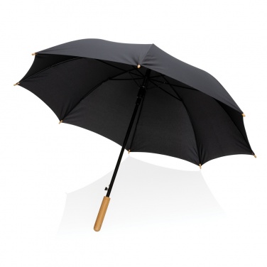 Logo trade promotional merchandise photo of: 23" Impact AWARE™ RPET 190T auto open bamboo umbrella