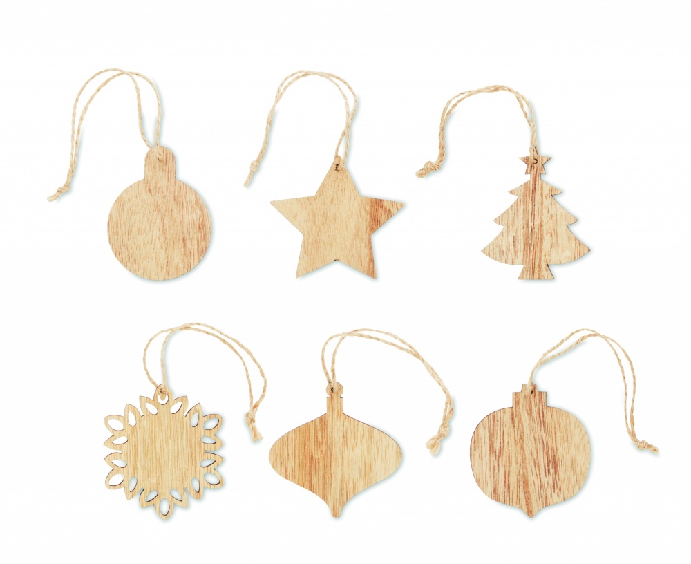 Logotrade business gift image of: Set of wooden Xmas ornaments