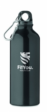 Logo trade promotional merchandise photo of: 500 ml single-walled water bottle made of recycled aluminum with a carabiner