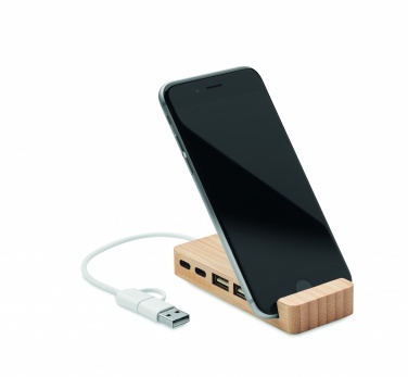 Logo trade promotional items picture of: Bamboo USB 4 ports hub