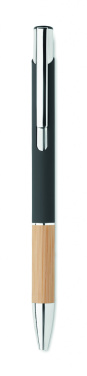 Logo trade promotional giveaway photo of: Ballpoint pen made of aluminum with a bamboo grip