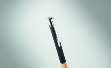 Logo trade corporate gifts picture of: Ballpoint pen made of aluminum with a bamboo grip
