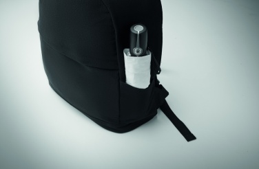 Logo trade corporate gifts image of: A 15-inch laptop backpack made of recycled pre-consumer cotton and recycled polyester with customizable printing.