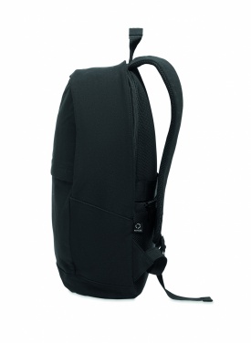 Logotrade promotional product image of: A 15-inch laptop backpack made of recycled pre-consumer cotton and recycled polyester with customizable printing.