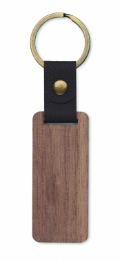 Logotrade promotional product picture of: Key ring in walnut and PU Kokkola